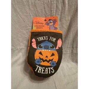 NEW Walt Disney Halloween 2 Mini Oven Mitts Stitch "Tricks for Treats"‎